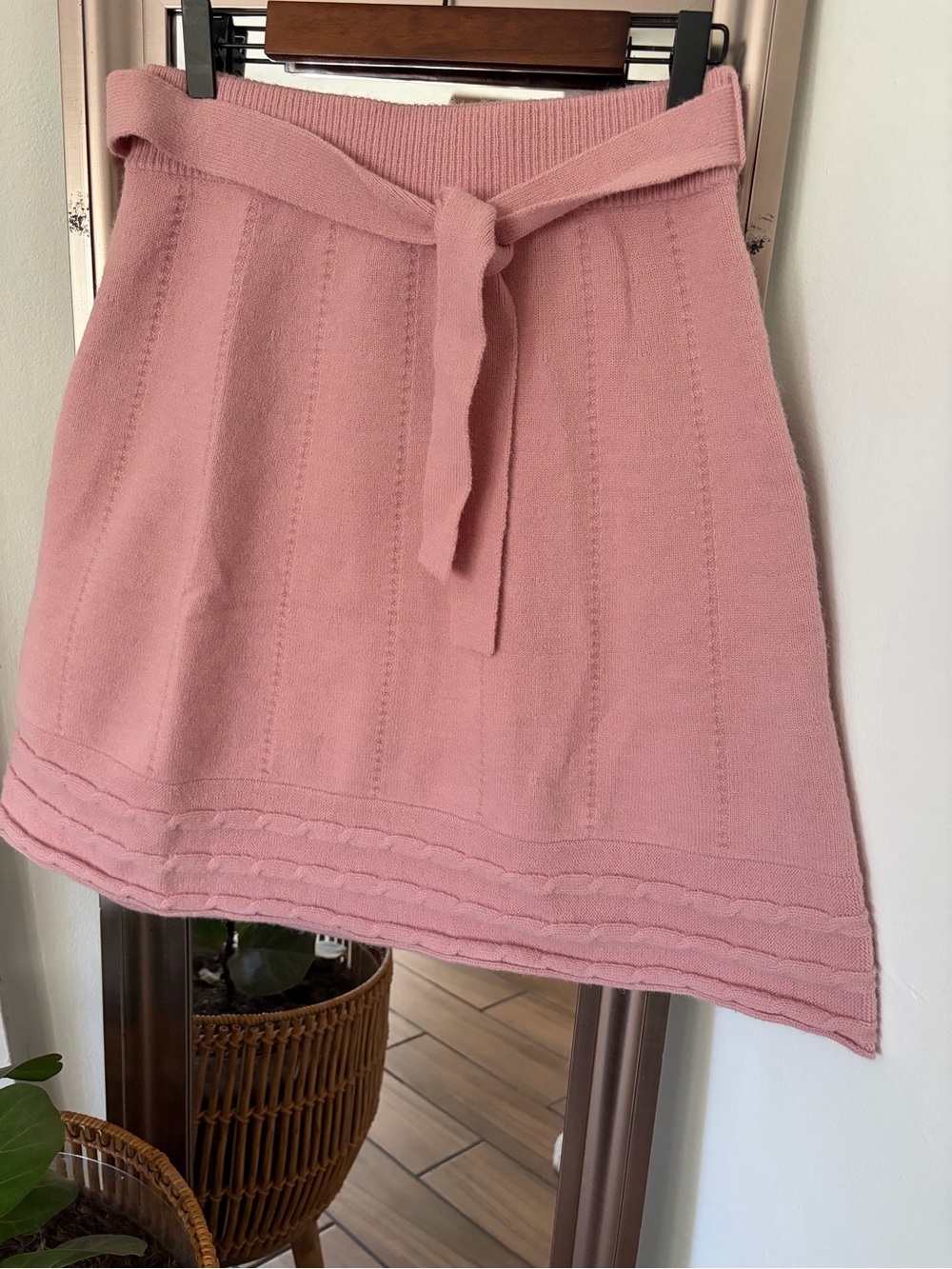 ROOLEE Pink Knit Knee Length Skirt Size S Boho